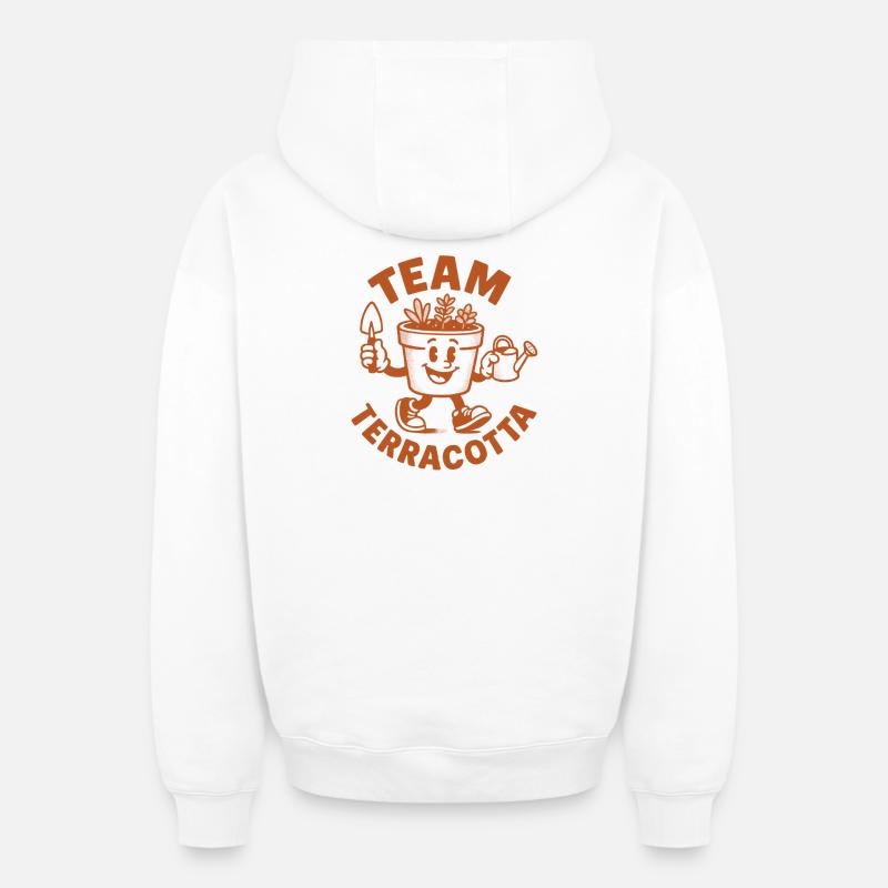 Équipe Terracotta | Succulentes - Sweat à capuche unisexe zippé oversize épais SPREAD - blanc
