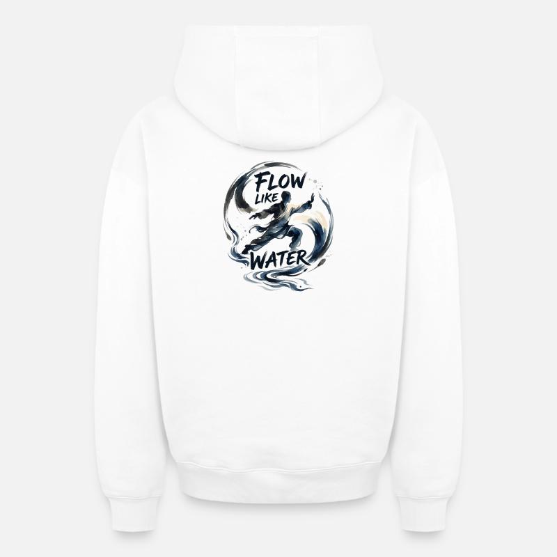 Flux du Tai Chi - Sweat à capuche unisexe zippé oversize épais SPREAD - blanc