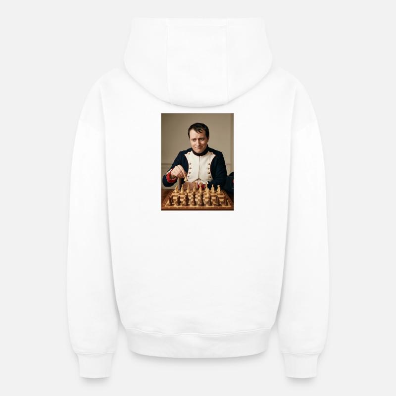 Napoléon joue aux échecs. - Sweat à capuche unisexe zippé oversize épais SPREAD - blanc
