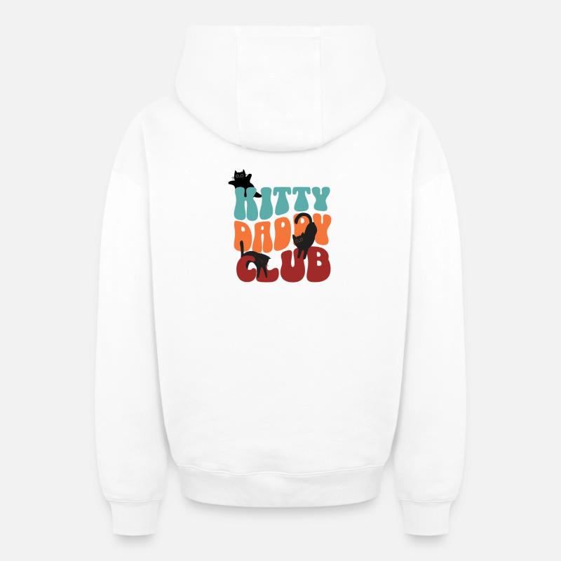 Club du Papa Chat - Sweat à capuche unisexe zippé oversize épais SPREAD - blanc