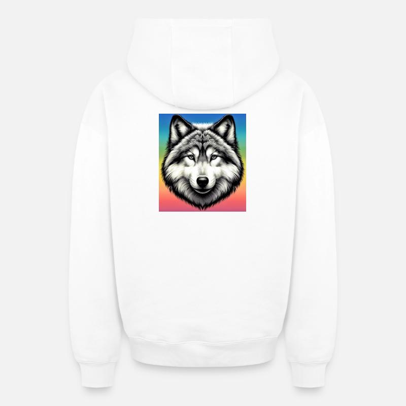 Loup - Sweat à capuche unisexe zippé oversize épais SPREAD - blanc