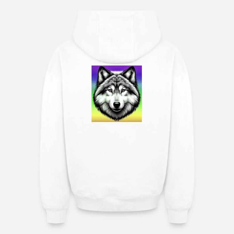 Loup - Sweat à capuche unisexe zippé oversize épais SPREAD - blanc