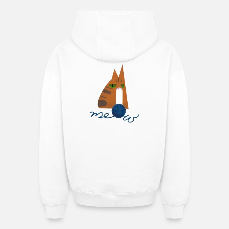 Chaton (rouge) - Sweat à capuche unisexe zippé oversize épais SPREAD - blanc