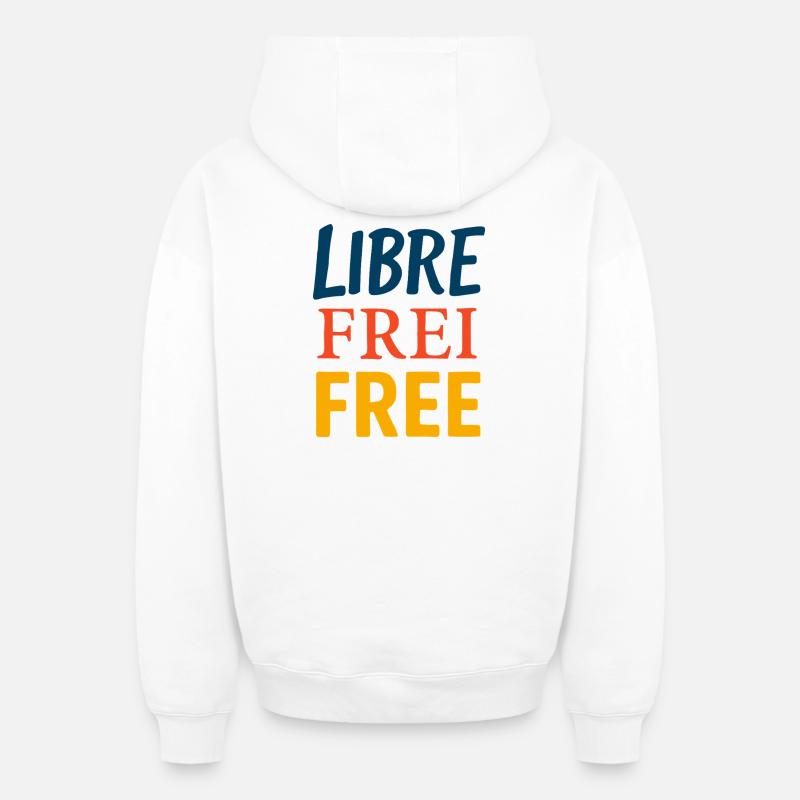 Libre - Sweat à capuche unisexe zippé oversize épais SPREAD - blanc