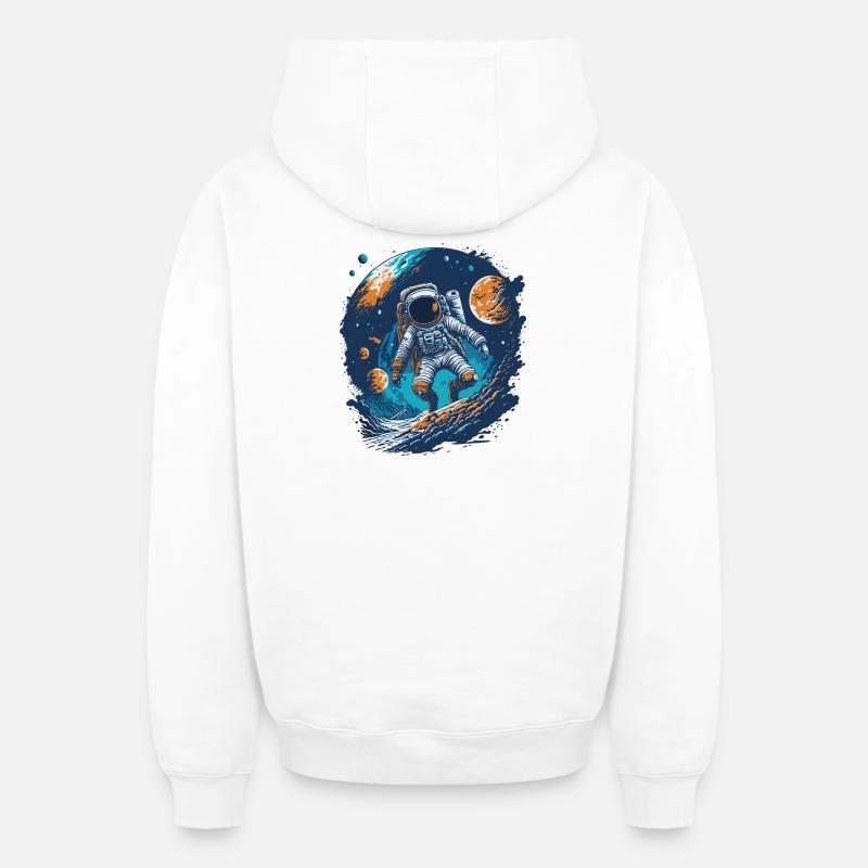 Astronaute dans l’espace - Sweat à capuche unisexe zippé oversize épais SPREAD - blanc