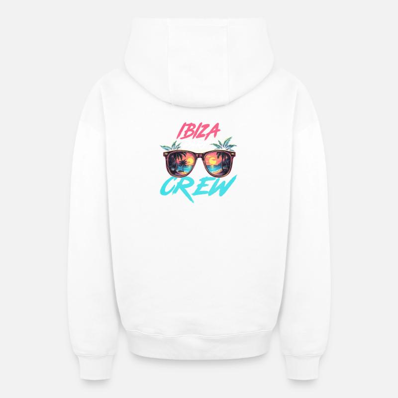 Équipe de fête à Ibiza - Sweat à capuche unisexe zippé oversize épais SPREAD - blanc
