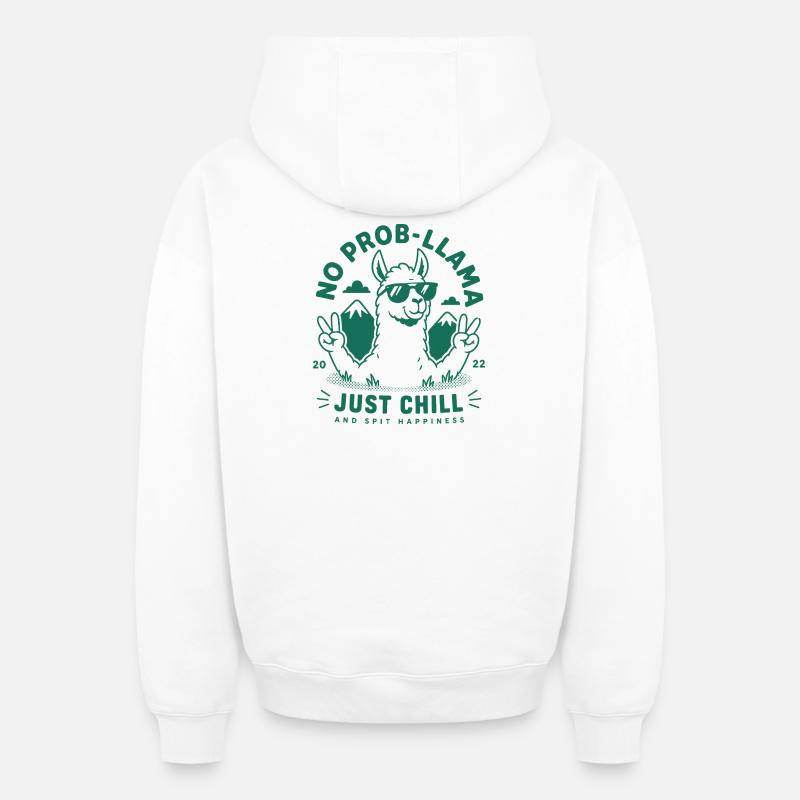 Lama de méditation Llamaste - Sweat à capuche unisexe zippé oversize épais SPREAD - blanc