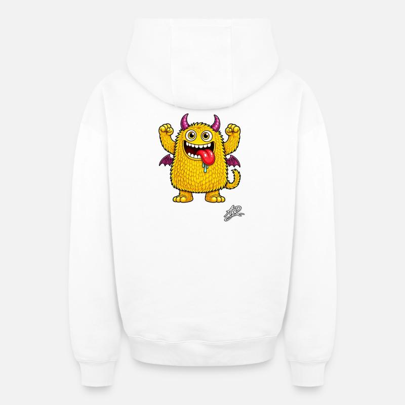 Monstre orange - Sweat à capuche unisexe zippé oversize épais SPREAD - blanc