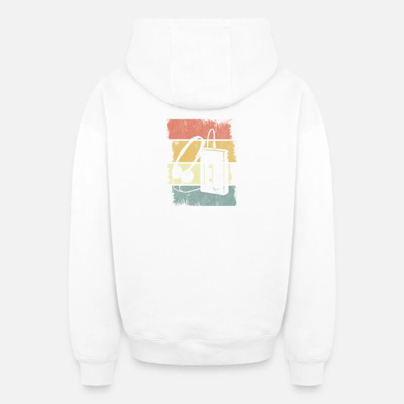 Graphismes du lecteur de cassettes - Sweat à capuche unisexe zippé oversize épais SPREAD - blanc
