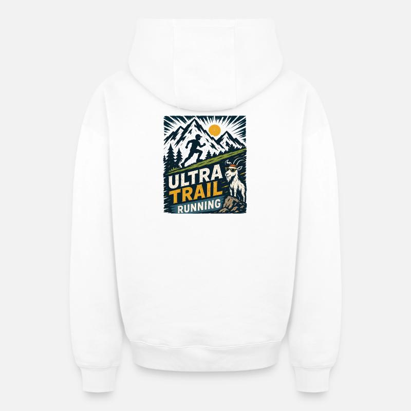 Ultra Trail Running - Sweat à capuche unisexe zippé oversize épais SPREAD - blanc