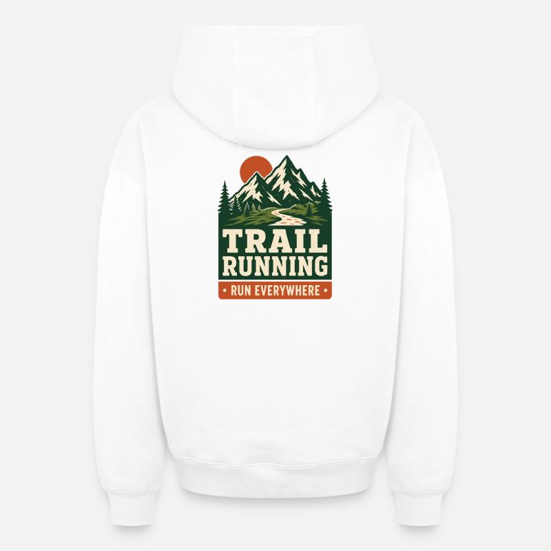 Course en sentier - Courez partout - Sweat à capuche unisexe zippé oversize épais SPREAD - blanc