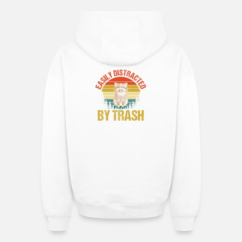 Panda Poubelle - Sweat à capuche unisexe zippé oversize épais SPREAD - blanc