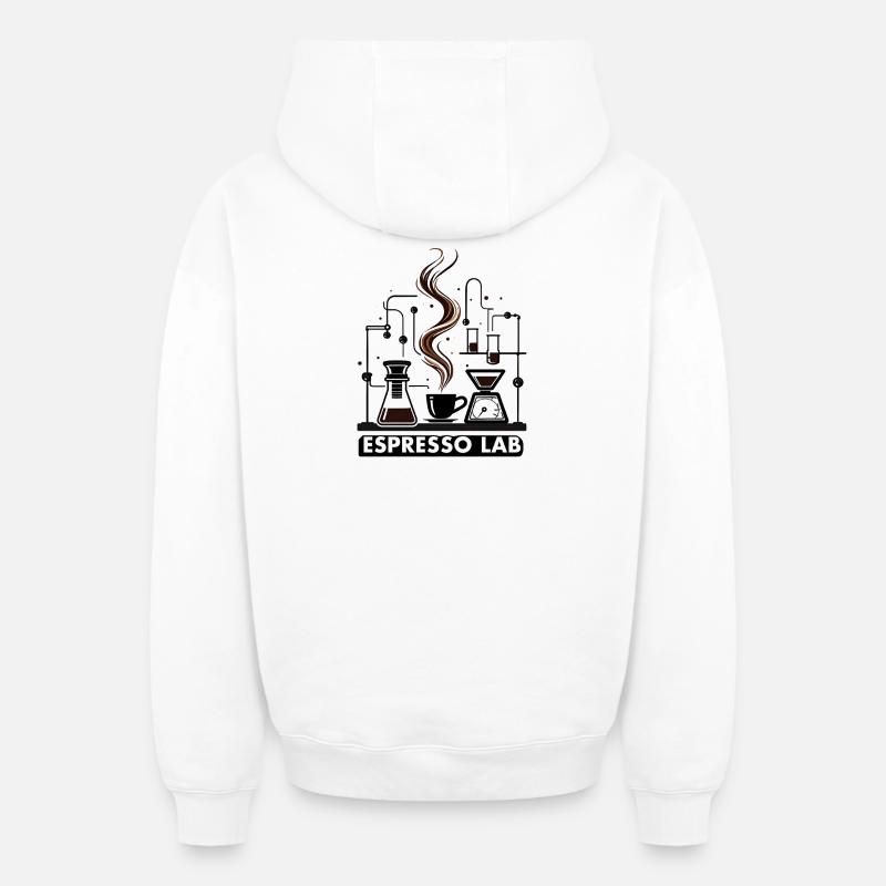 Rituel d’espresso Espresso Lab - Sweat à capuche unisexe zippé oversize épais SPREAD - blanc