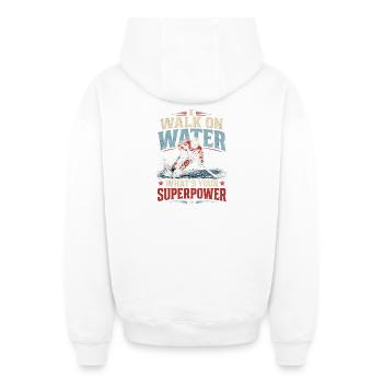 Wasserläufer Superkraft - Oversized Heavyweight Unisex Zip Hoodie - Weiß - Hinten - AI Model Male 178 light (178cm)