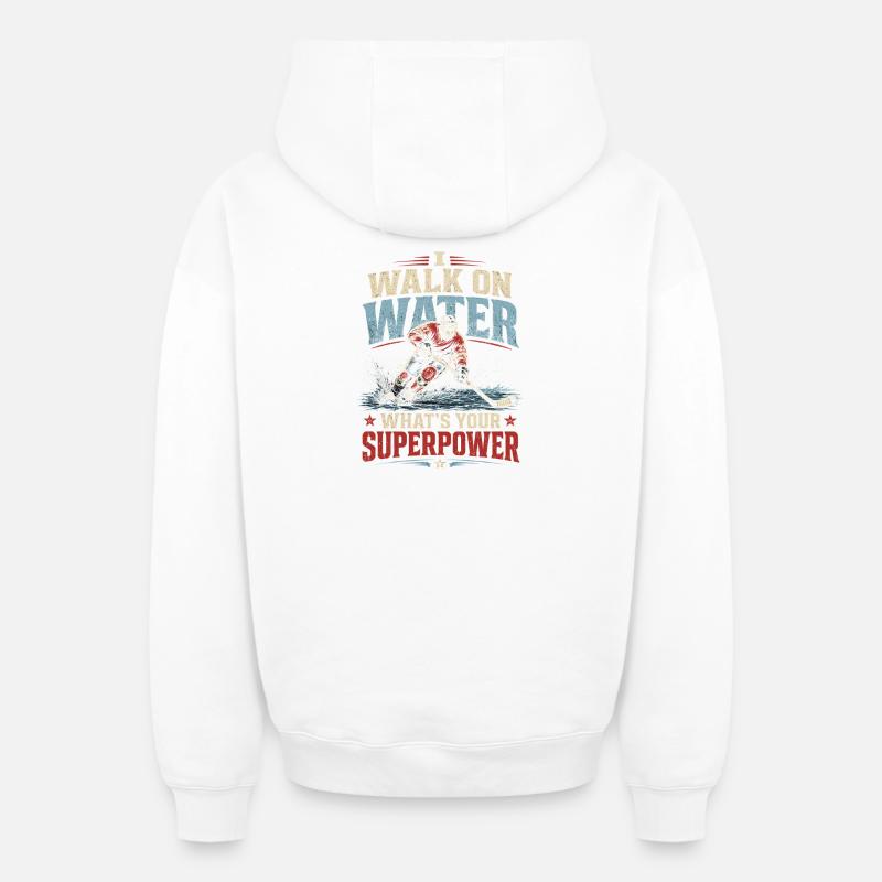 Superpuissance du Marcheur d’Eau - Sweat à capuche unisexe zippé oversize épais SPREAD - blanc