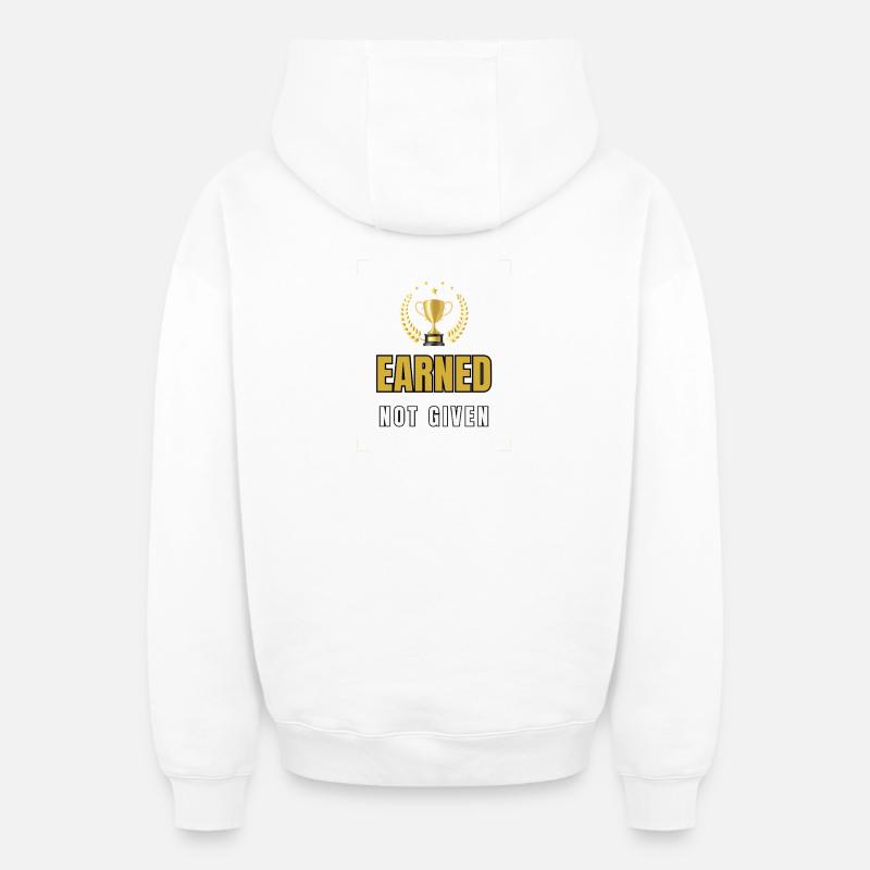 Gagné, non donné - Sweat à capuche unisexe zippé oversize épais SPREAD - blanc