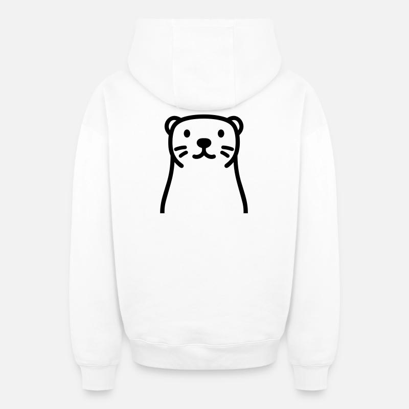 loutre - Sweat à capuche unisexe zippé oversize épais SPREAD - blanc
