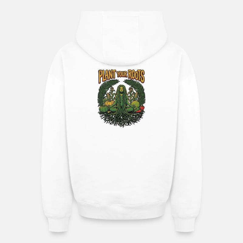 Plantez votre esprit - Sweat à capuche unisexe zippé oversize épais SPREAD - blanc