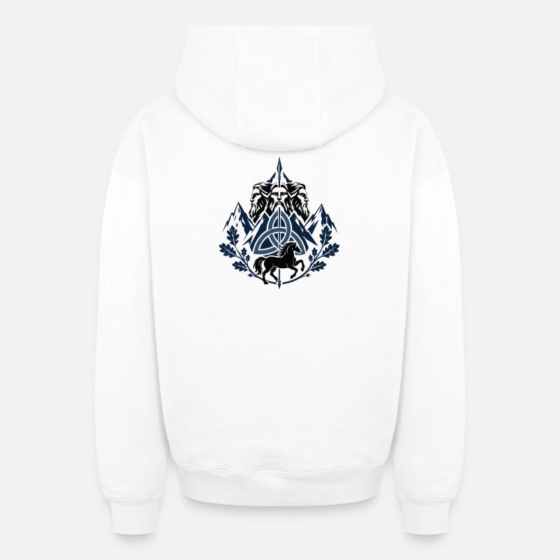 Emblème slave de Triglav - Sweat à capuche unisexe zippé oversize épais SPREAD - blanc