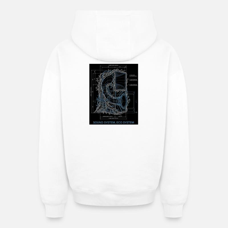 Système audio Eco - Sweat à capuche unisexe zippé oversize épais SPREAD - blanc