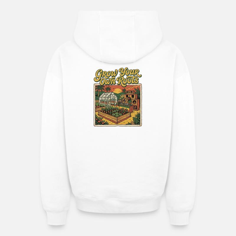 Faites pousser vos racines - Sweat à capuche unisexe zippé oversize épais SPREAD - blanc