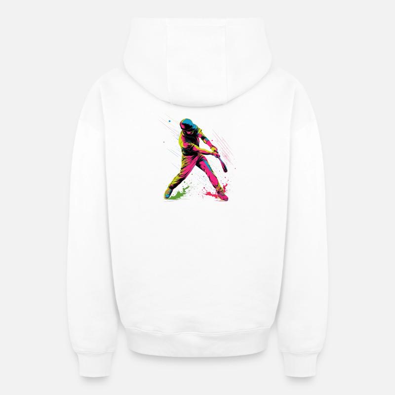 Joueur de baseball Steamwave - Sweat à capuche unisexe zippé oversize épais SPREAD - blanc