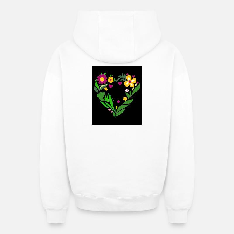coeur - Sweat à capuche unisexe zippé oversize épais SPREAD - blanc