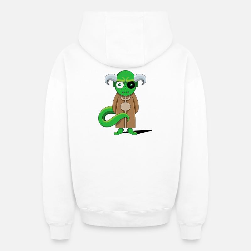 Démon Vert en robe marron - Sweat à capuche unisexe zippé oversize épais SPREAD - blanc