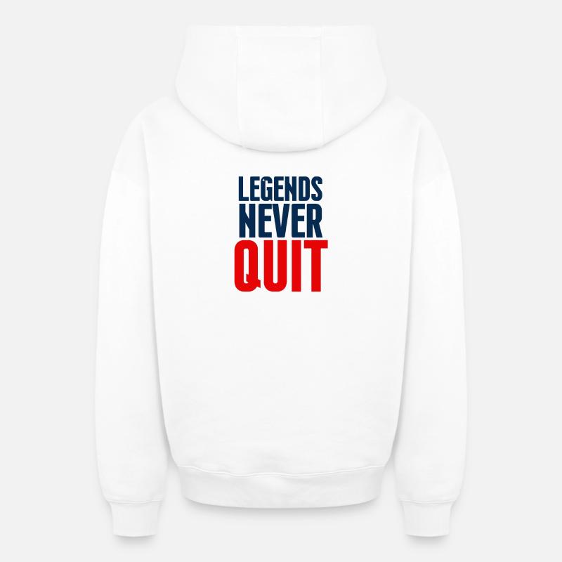 Legends Never Quit Bold - Sweat à capuche unisexe zippé oversize épais SPREAD - blanc