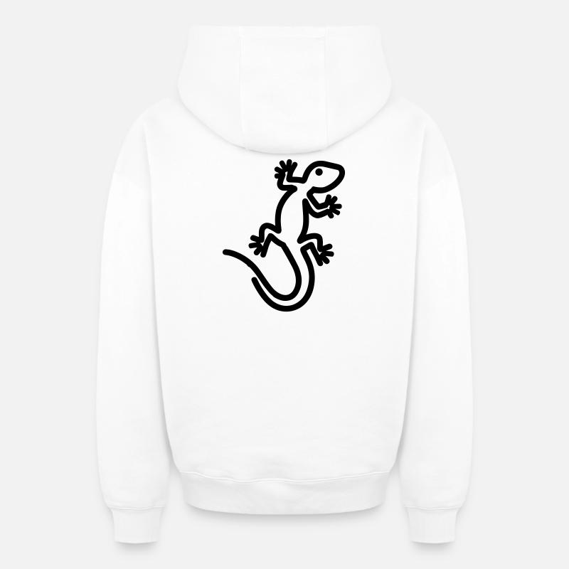 lézard - Sweat à capuche unisexe zippé oversize épais SPREAD - blanc