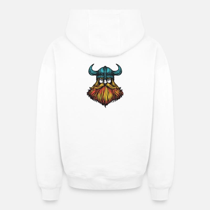 Tête de Viking - Sweat à capuche unisexe zippé oversize épais SPREAD - blanc
