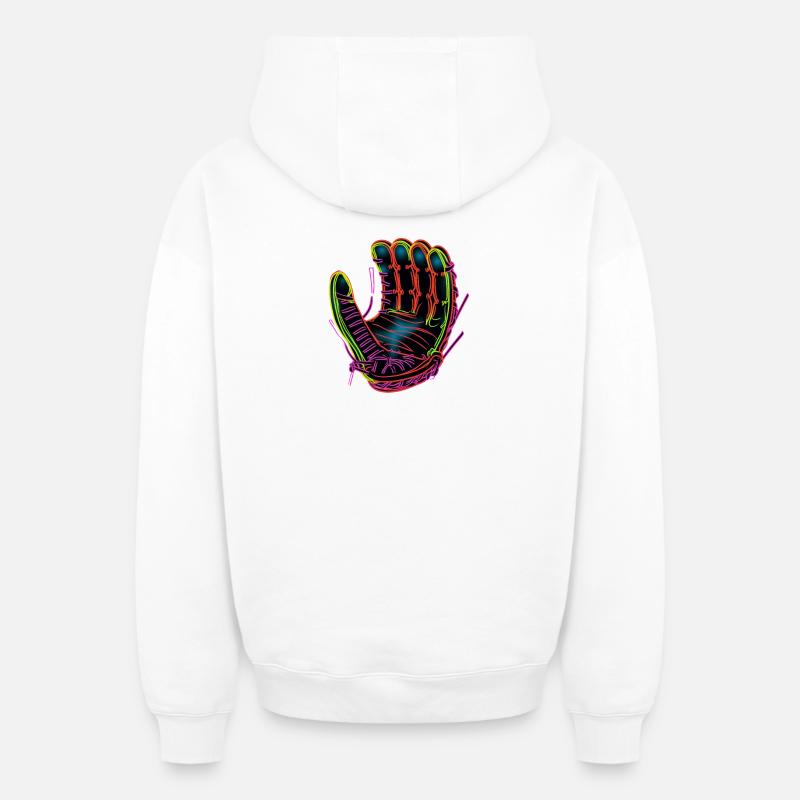 Baseball Handschuh Synthwave - Oversized Heavyweight Unisex Zip Hoodie - Weiß