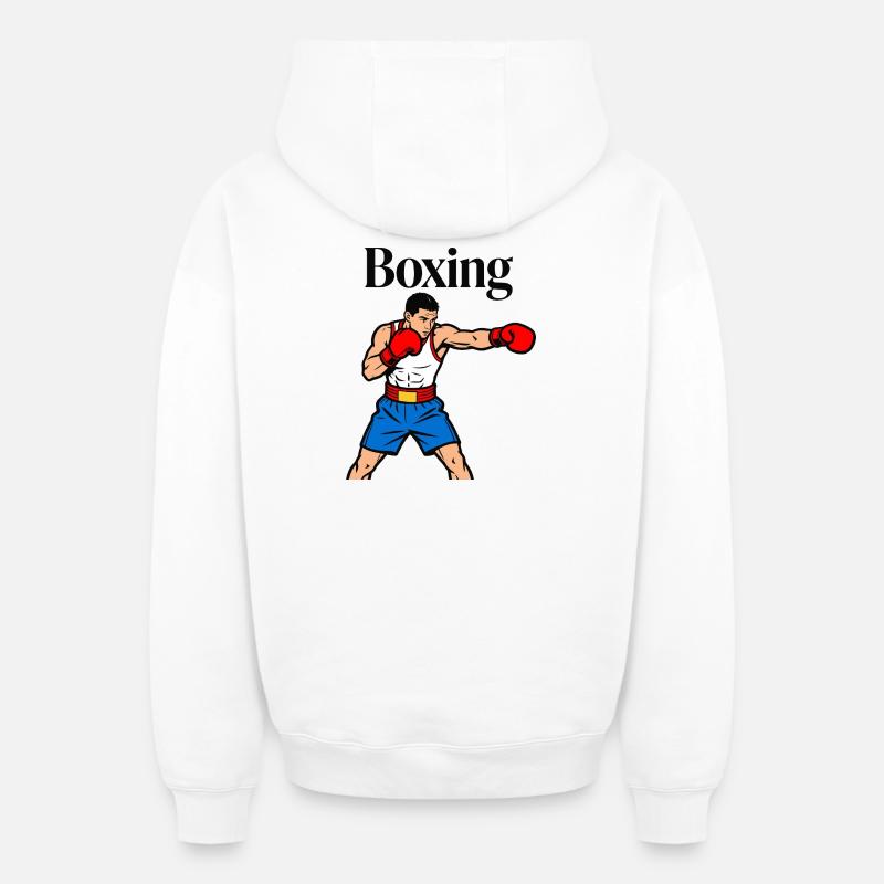 KO en boxe - Sweat à capuche unisexe zippé oversize épais SPREAD - blanc