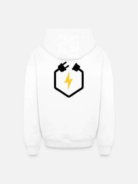 Electrician Plug Power Lightning Logo - Oversized Heavyweight Unisex Zip Hoodie - white