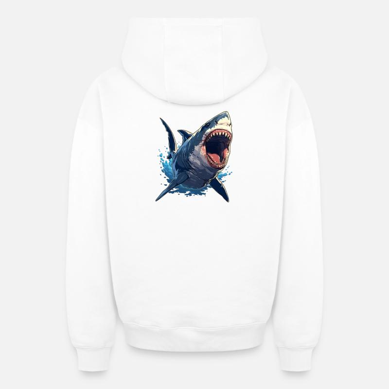 Requins Requin - Sweat à capuche unisexe zippé oversize épais SPREAD - blanc