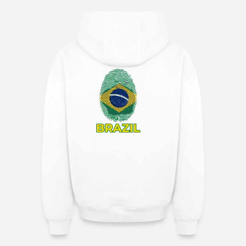 Brésil - Sweat à capuche unisexe zippé oversize épais SPREAD - blanc