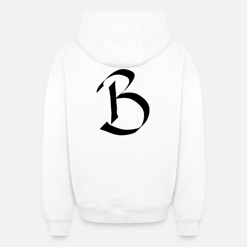 lettre B - Sweat à capuche unisexe zippé oversize épais SPREAD - blanc