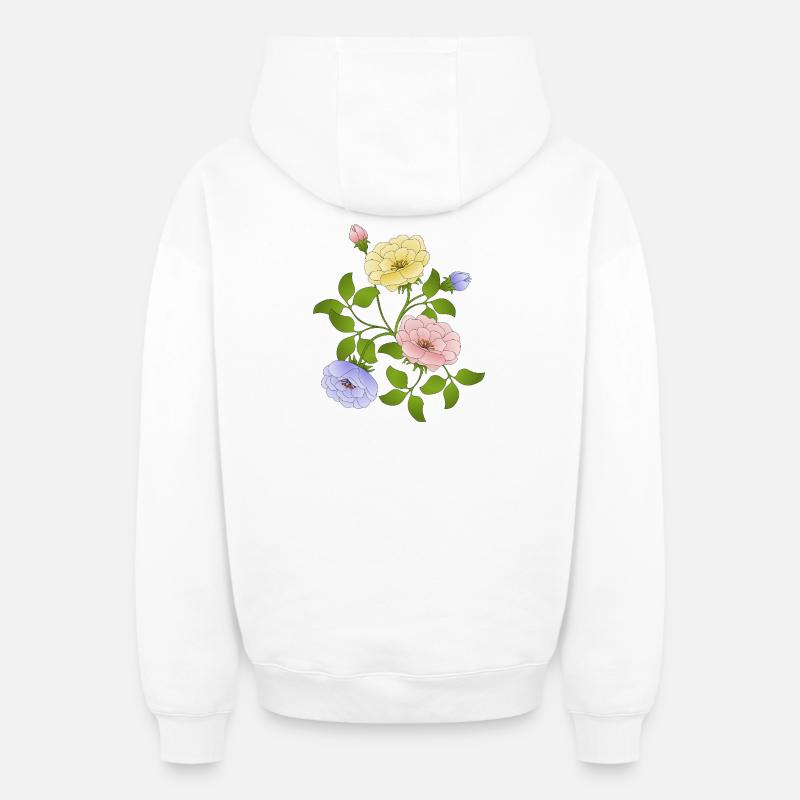Fleur - Sweat à capuche unisexe zippé oversize épais SPREAD - blanc
