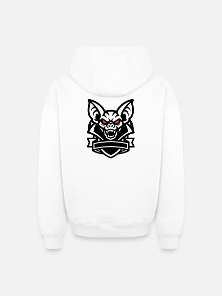 Fledermaus Maskottchen Logo - Oversized Heavyweight Unisex Zip Hoodie - Weiß
