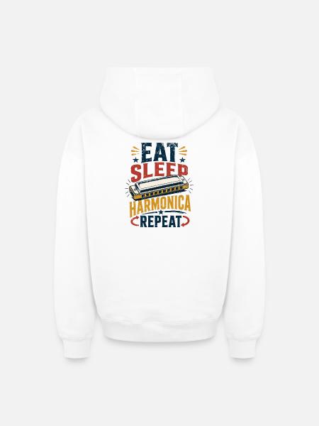 Instrument Harmonica Repeat-Music Harmonica - Oversized Heavyweight Unisex Zip Hoodie - white