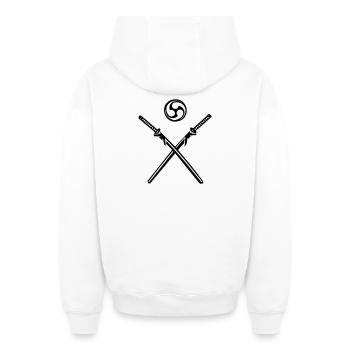 katana_tomoe - Oversized Heavyweight Unisex Zip Hoodie - Weiß - Hinten - AI Model Male 178 light (178cm)
