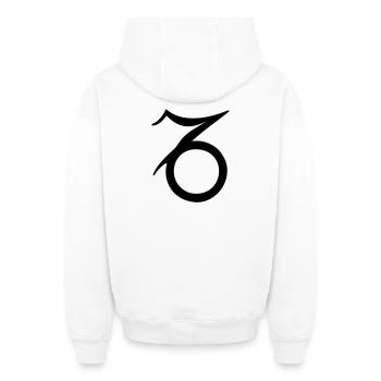 Capricorne - Sweat à capuche unisexe zippé oversize épais SPREAD - blanc - Dos - AI Model Male 178 light (178cm)