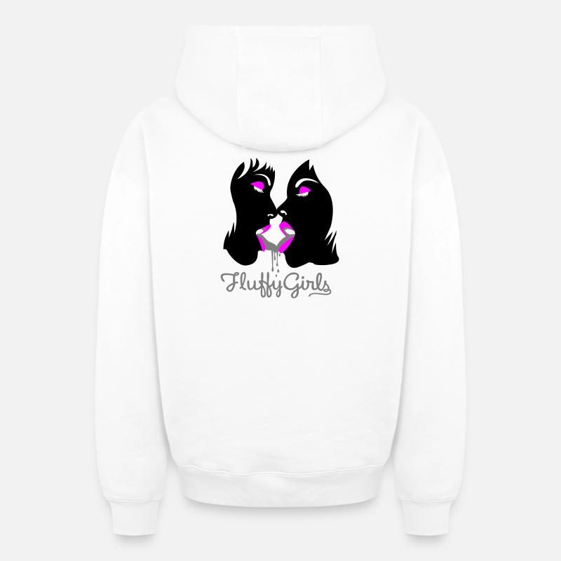 fluffy girls - Sweat à capuche unisexe zippé oversize épais SPREAD - blanc