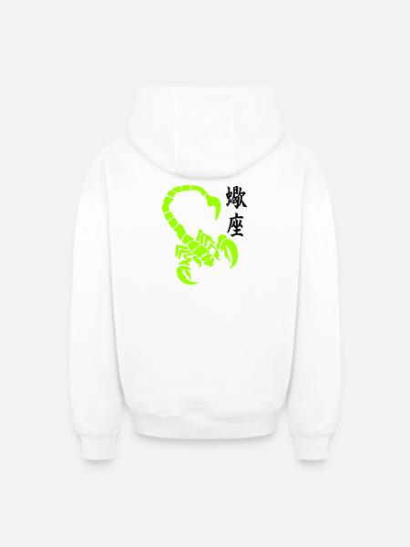 skorpion_kanji_02 - Sweat à capuche unisexe zippé oversize épais SPREAD - blanc