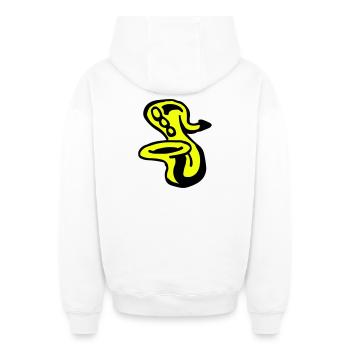 Saxophone - Sweat à capuche unisexe zippé oversize épais SPREAD - blanc - Dos - AI Model Male 178 light (178cm)
