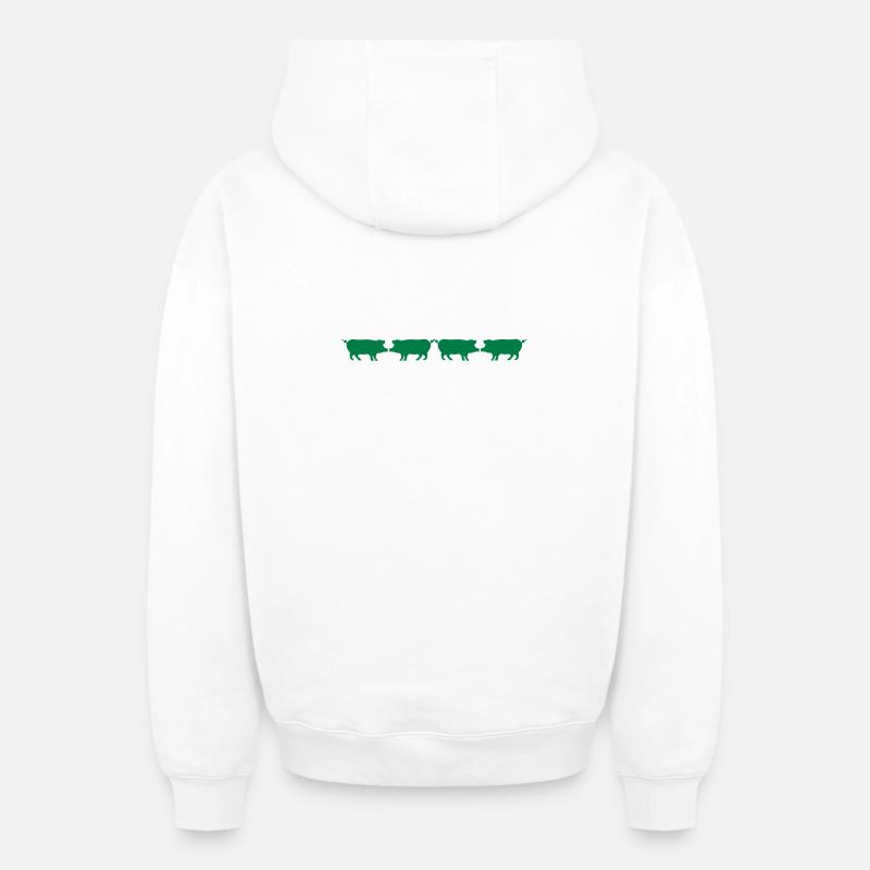 Cochons - Sweat à capuche unisexe zippé oversize épais SPREAD - blanc