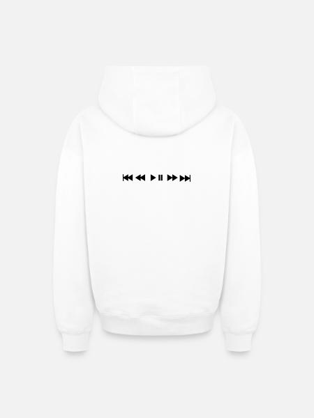 Music Play Stop skip - Oversized Heavyweight Unisex Zip Hoodie - white