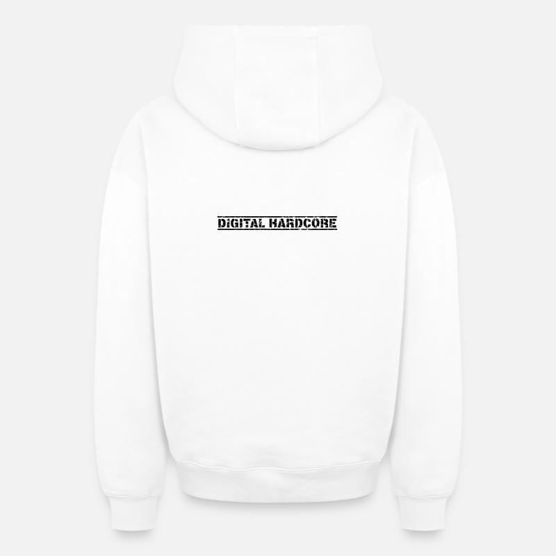 Hardcore numérique - Sweat à capuche unisexe zippé oversize épais SPREAD - blanc