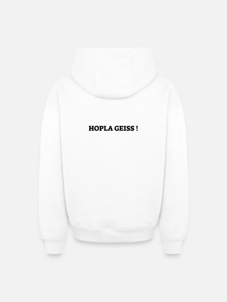 Hopla Geiss! - Oversized Heavyweight Unisex Zip Hoodie - white