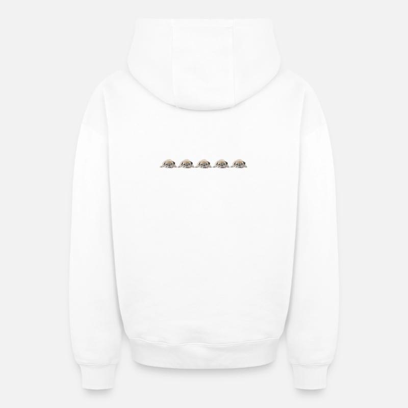5 Carlins - Sweat à capuche unisexe zippé oversize épais SPREAD - blanc